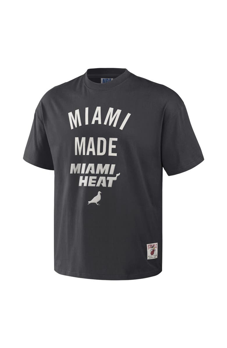 STAPLE Men's NBA x Staple Anthracite Miami Heat Heavyweight Oversized T-Shirt, Alternate, color, 