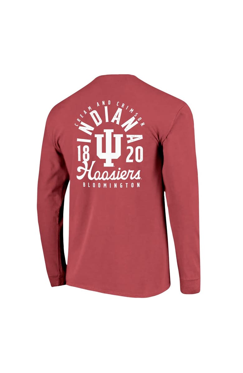 IMAGE ONE Men's Crimson Indiana Hoosiers Comfort Colors Mascot Overlay Long Sleeve T-Shirt, Alternate, color, Crimson