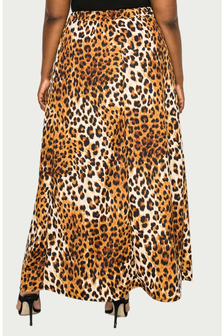 Leopard Tie Front High Waist Faux Wrap Maxi Skirt, Alternate, color, TAUPE