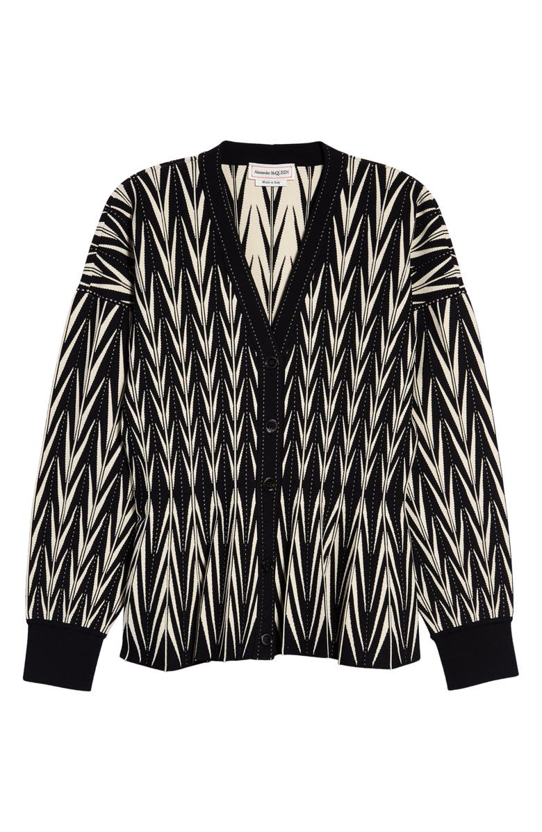 McQueen Chevron Jacquard Peplum Cardigan, Main, color, 