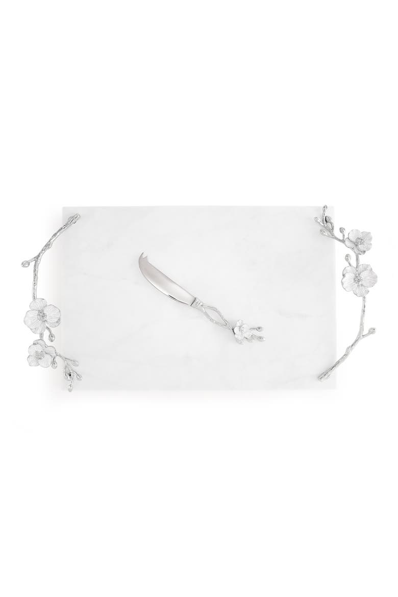 Orchid Cheese Board with Knife, Alternate, color, SILVER