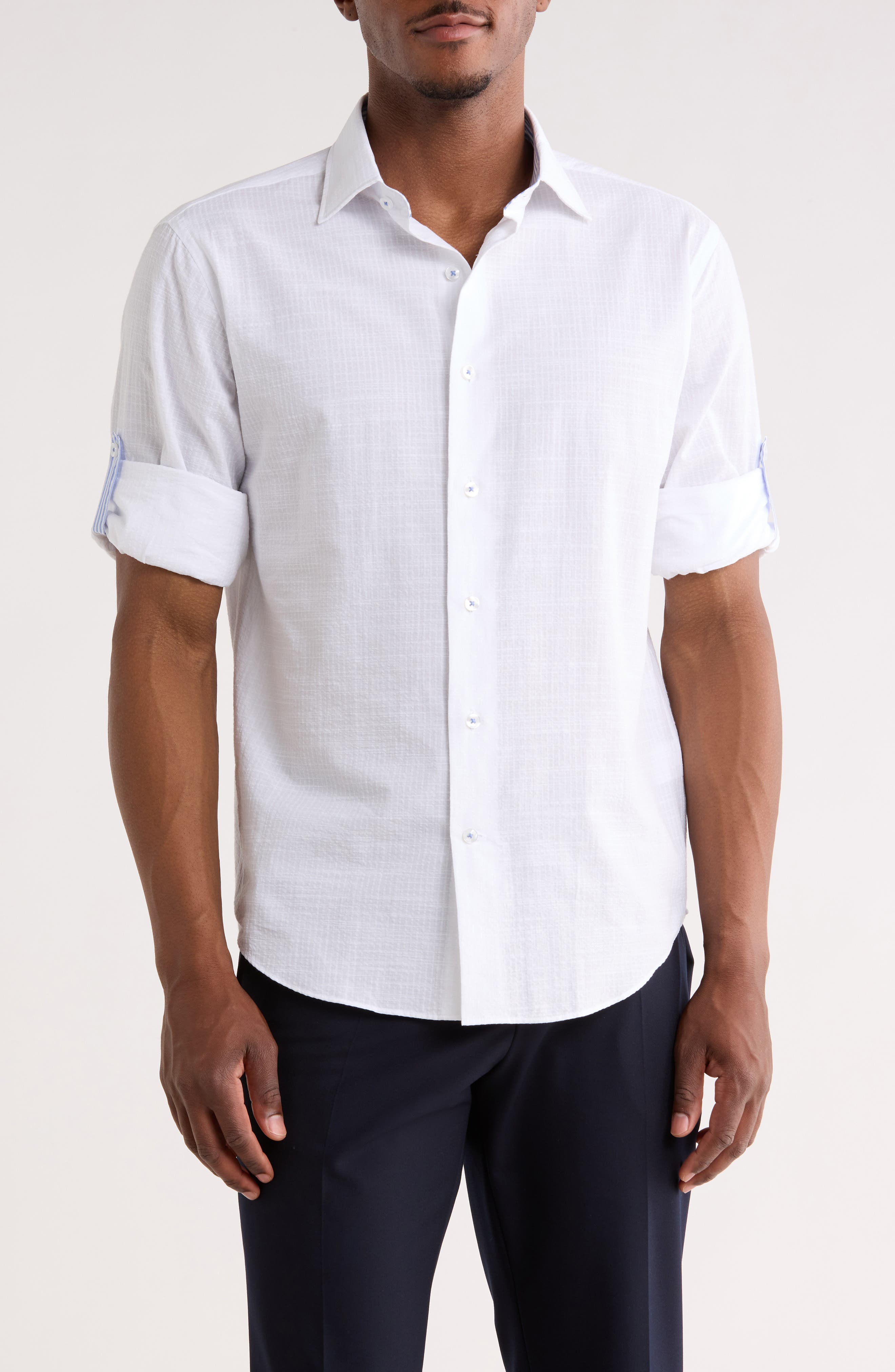 Trim Fit Cotton Seersucker Dress Shirt
