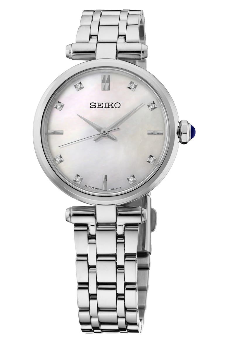 Diamond Mother-of-Pearl Bracelet Watch, Main, color, SILVER