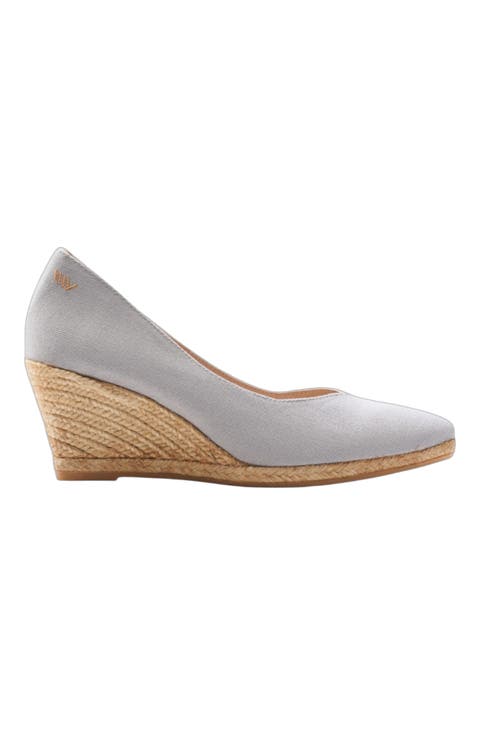 Roses Premium Fabrics V Cut Espadrille Wedges
