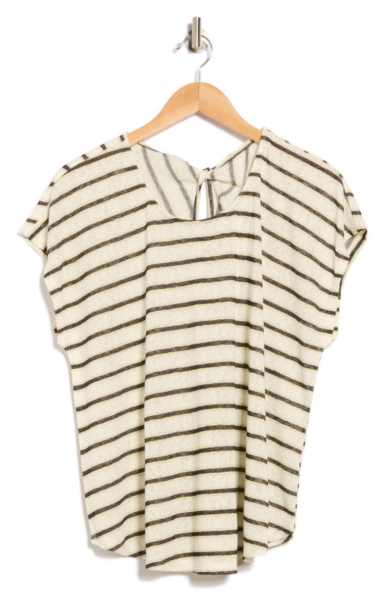 Bobeau Caty Twist Back T-Shirt, Alternate, color, White/ Black/ Taupe