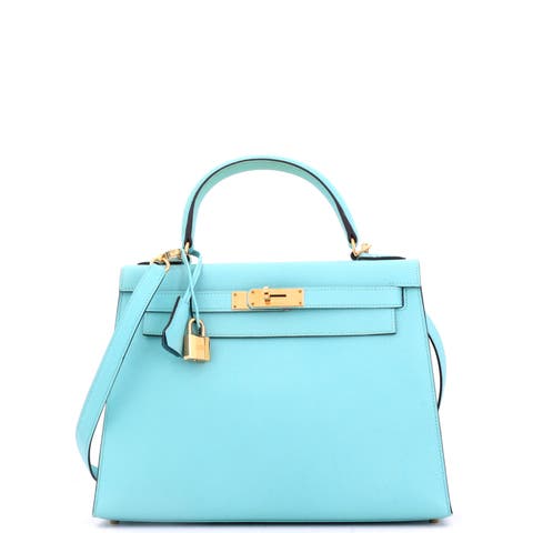 Kelly Handbag Blue Epsom with Gold Hardware 28