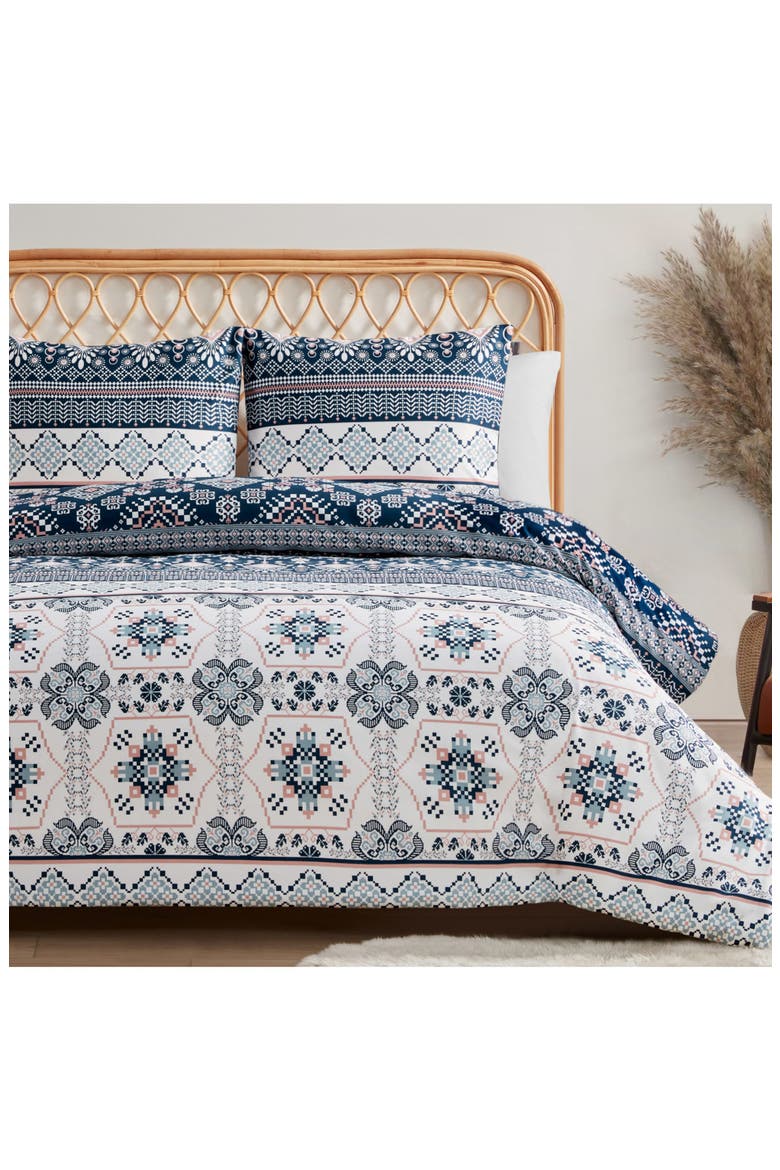Paisley Print Comforter Set, Alternate, color, NAVY/ IVORY/ GREEN