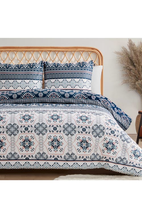 Jessica Simpson Paisley Print Comforter Set In Navy/ivory/green