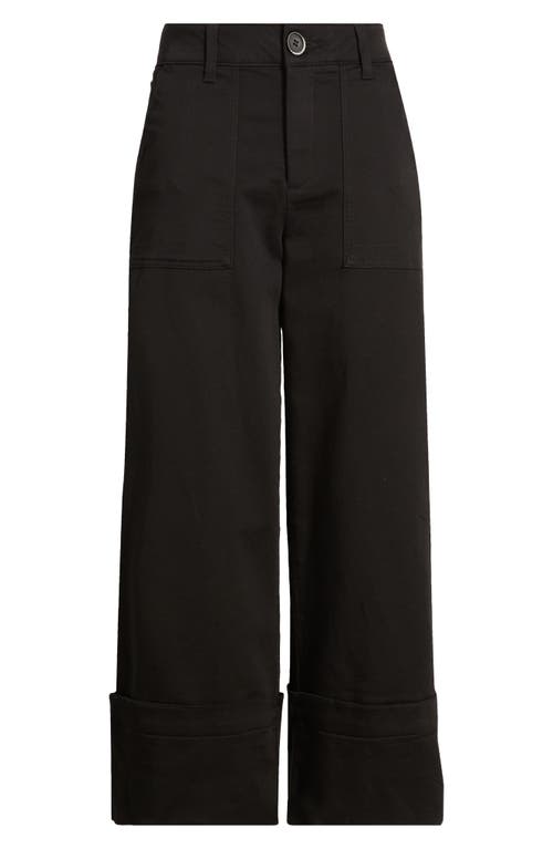 Wit & Wisdom 'ab'solution Skyrise Patch Pocket Crop Wide Leg Twill Pants In Black