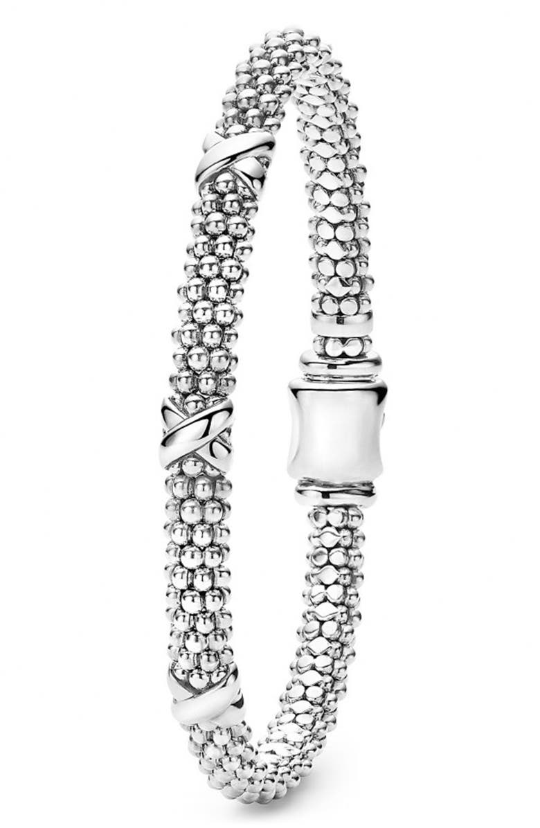 LAGOS Three-Station X Caviar Bracelet, Alternate, color, Sterling Silver