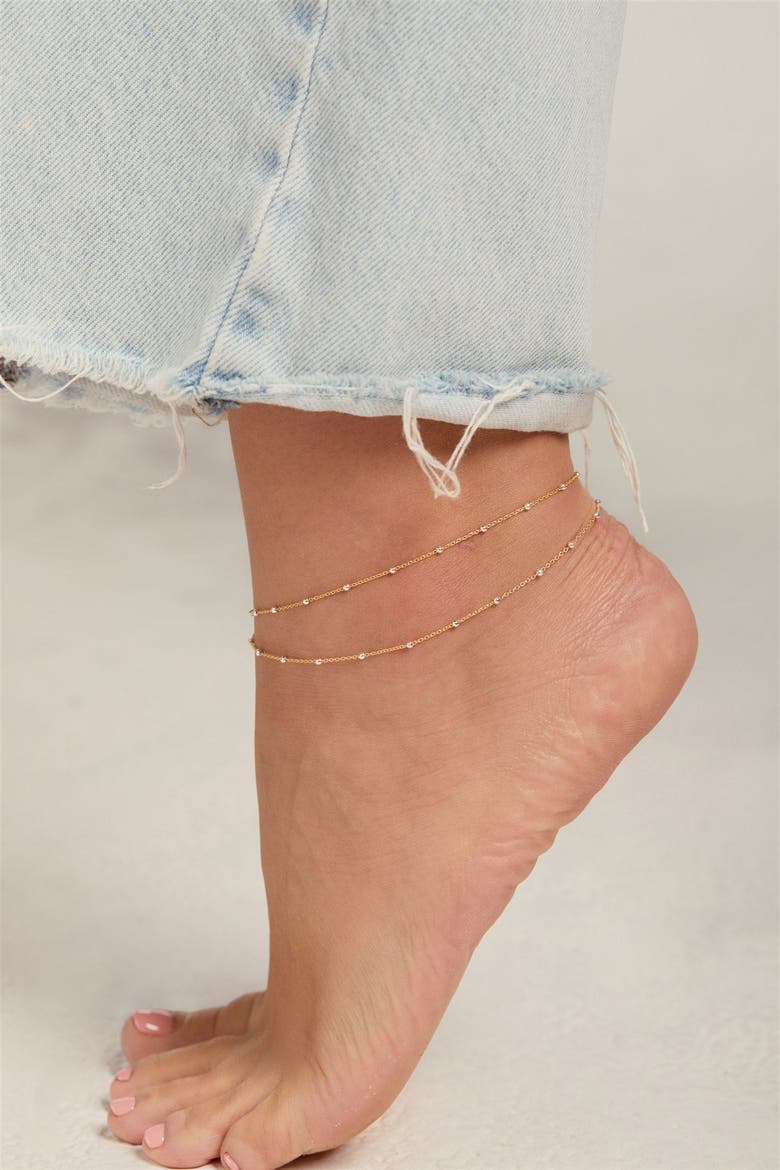 Austen Two Tone Layered Anklet, Alternate, color, Gold
