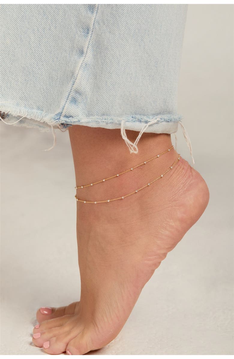 Set & Stones Austen Two Tone Layered Anklet, Alternate, color, Gold