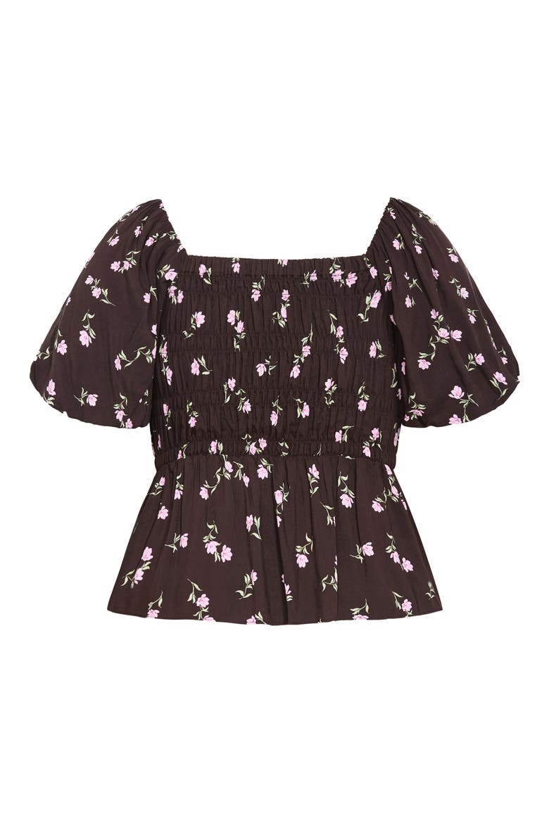 Aire Field Print Peplum Top, Alternate, color, STRAWBERRY FIELDS