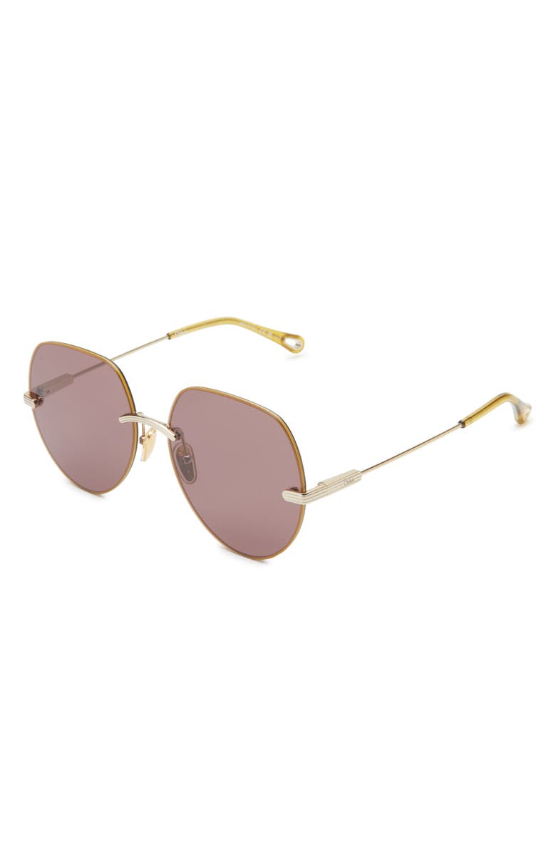 Chloé 58mm Round Sunglasses, Alternate, color, Gold Gold Violet
