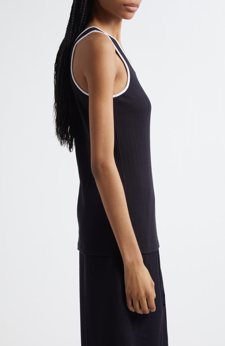 MM by Max Mara Sax Embroidered Logo Cotton Blend Tank, Alternate, color, Navy