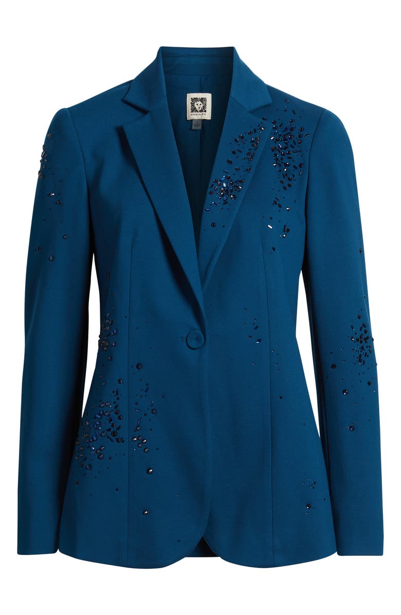 Anne Klein Embellished One-Button Blazer, Alternate, color, Baltic Teal