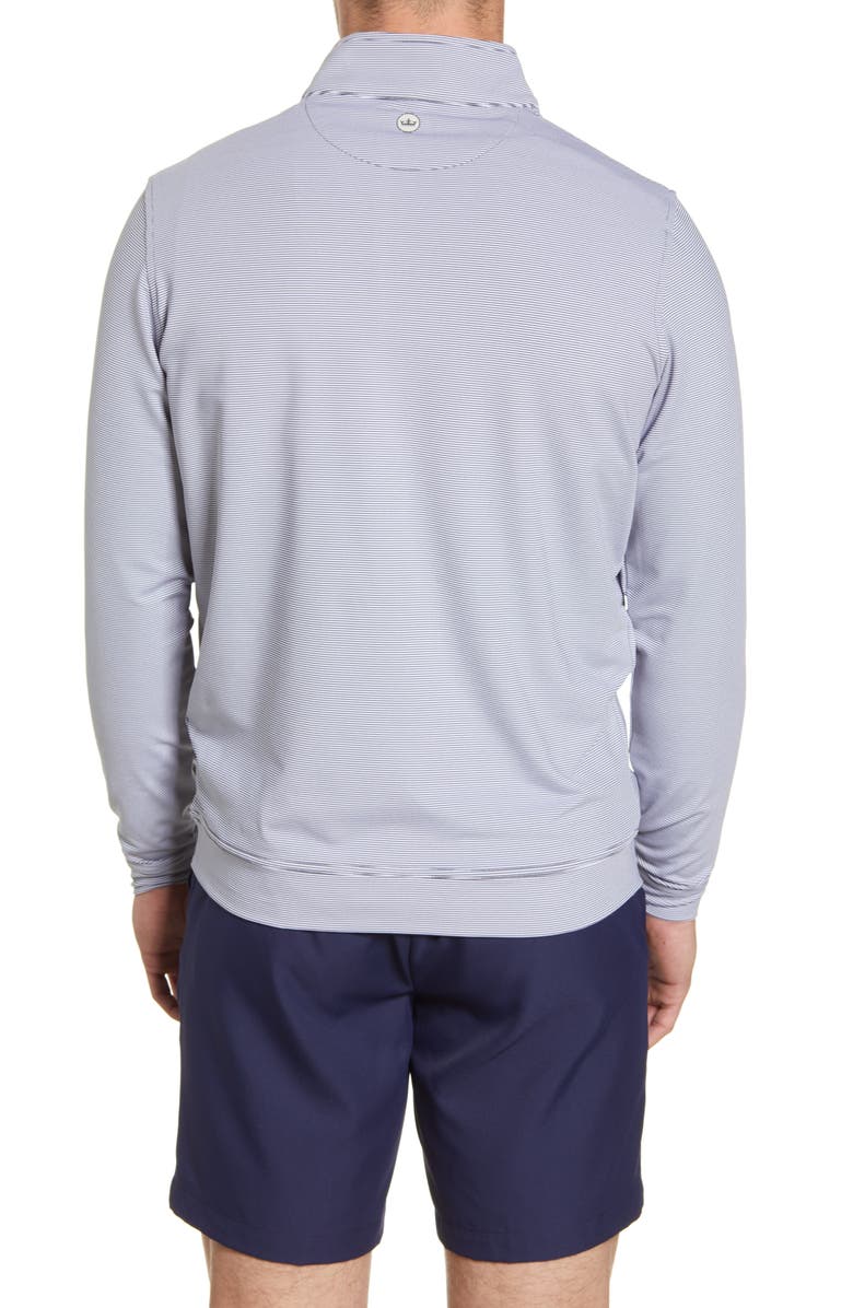Peter Millar Perth Stripe Quarter Zip Performance Pullover, Alternate, color, Iron/White