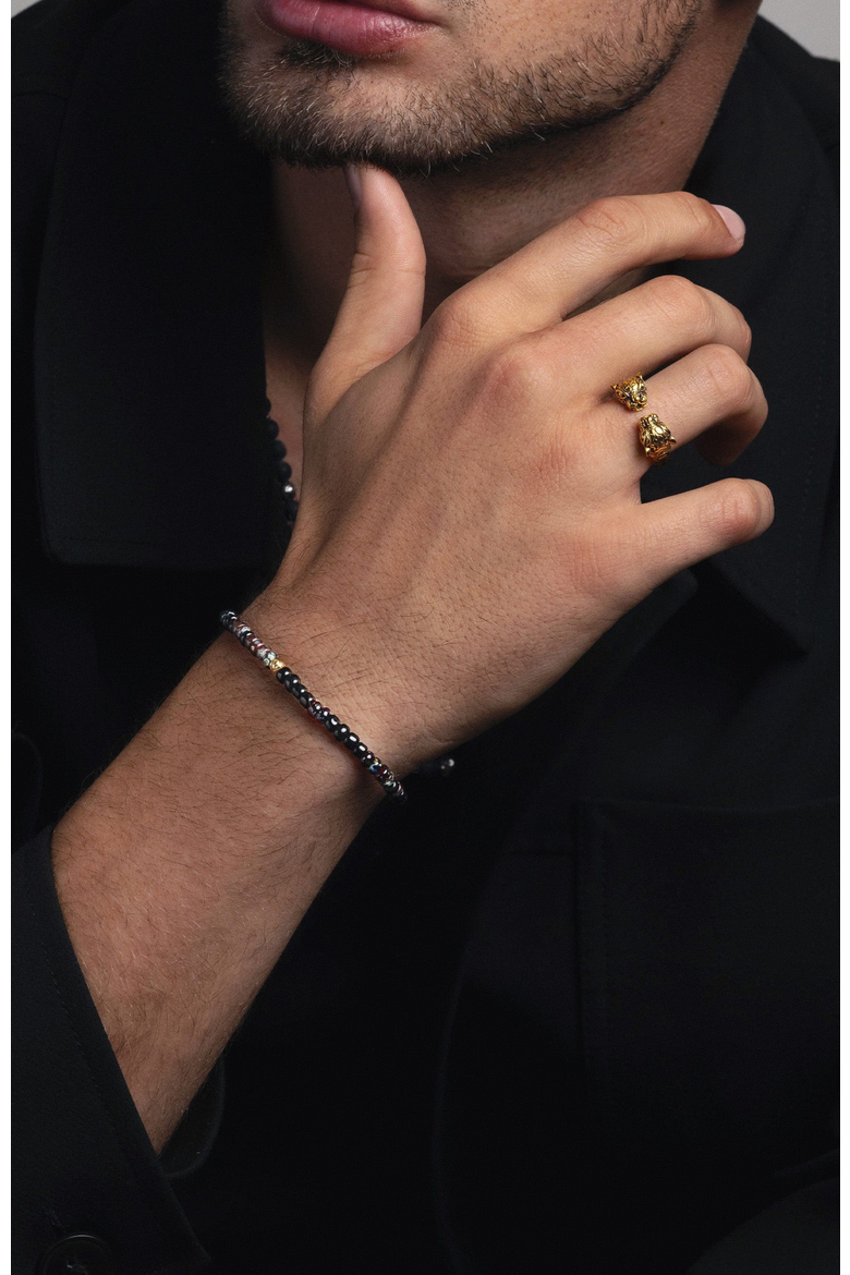 Miyuki Beaded Wristband, Alternate, color, Black and Grey Japanese