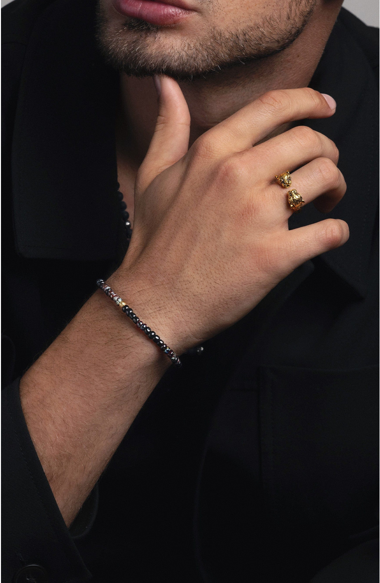 Nialaya Miyuki Beaded Wristband, Alternate, color, Black And Grey Japanese