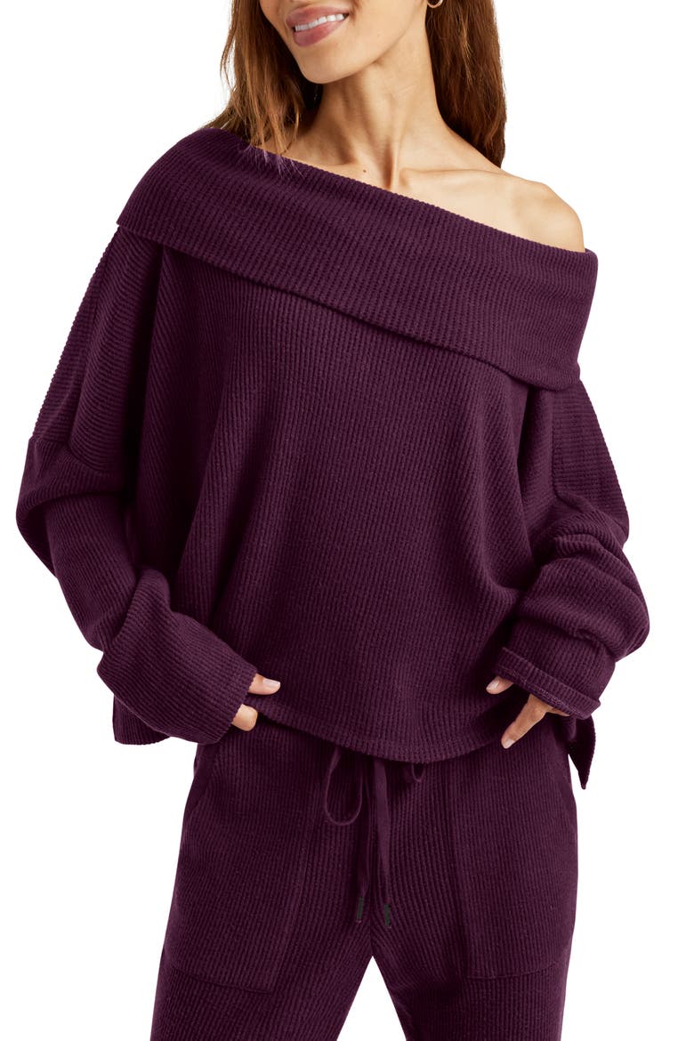 London One-Shoulder Lounge Top, Main, color, PLUM