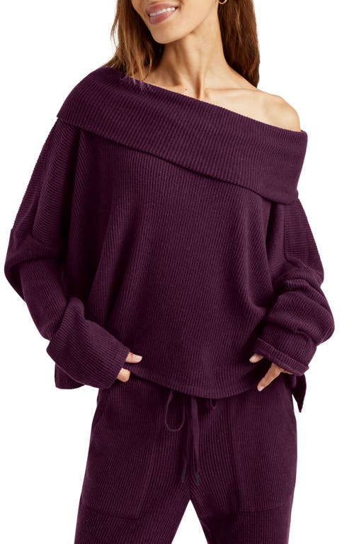 Splendid London One-Shoulder Lounge Top in Plum 