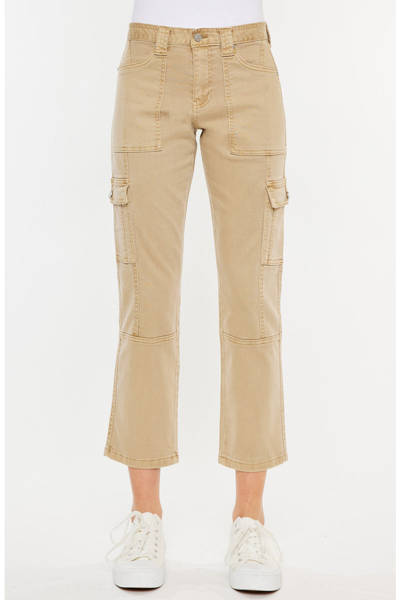 Lavinia High Rise Slim Straight Leg Cargo Pants, Main, color, Beige