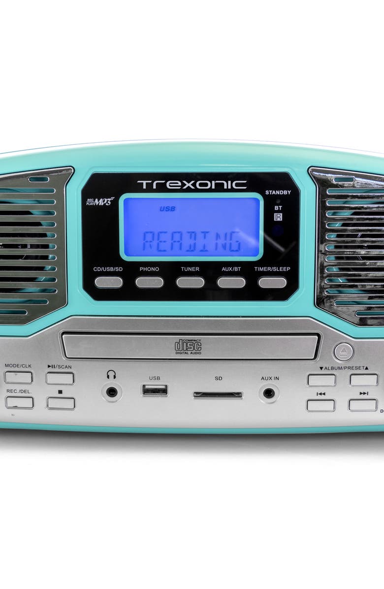 Trexonic Retro Wireless Bluetooth, Record and CD Player, Alternate, color, Turquoise