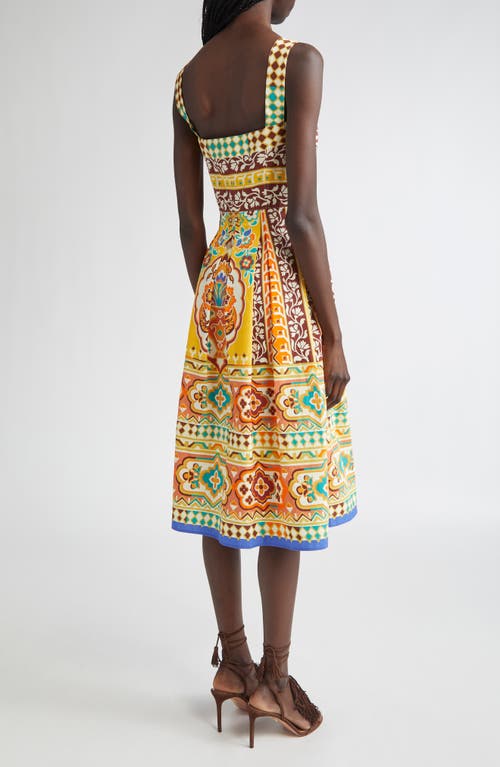 Etro Geo Floral Cotton Poplin Sundress In Yellow