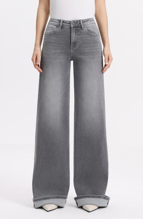 Cuffed Wide Leg Jeans