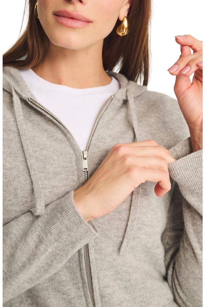 Signature Cashmere Cropped Zip Up Hoodie, Alternate, color, Cement