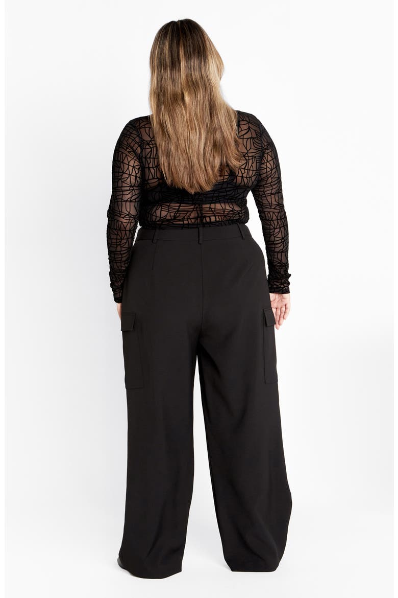 Evie Long Sleeve Mesh Crop Top, Alternate, color, BLACK
