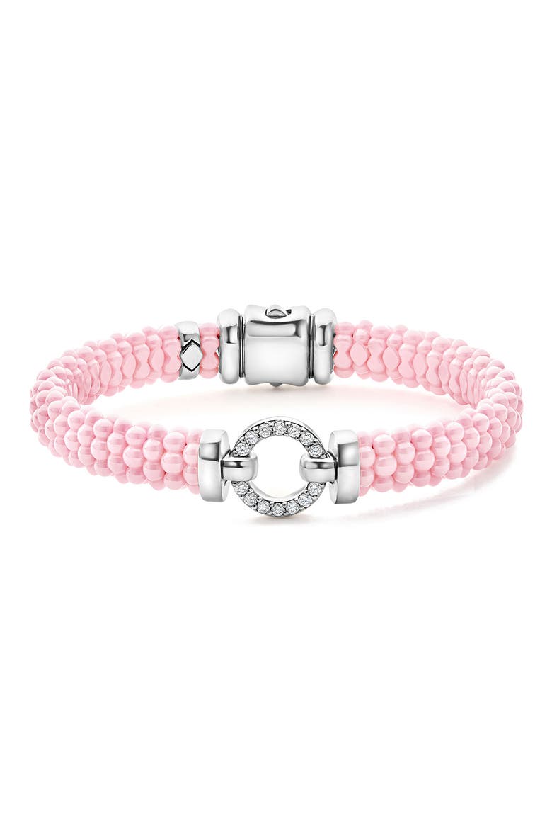 Pink Caviar Ceramic Bead Pavé Diamond Bracelet video