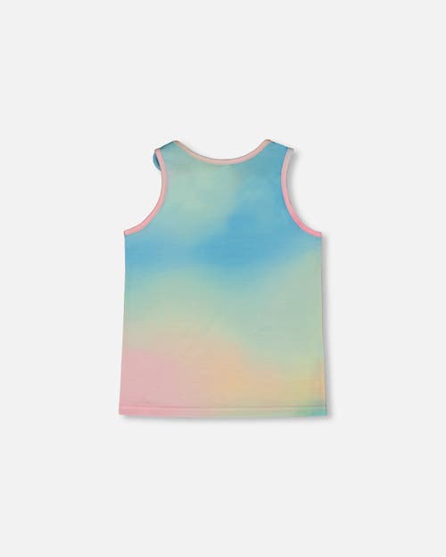 Deux Par Deux Girl's Tank Top With Knots Multicolored Tie Dye In Multicolored Tie Dye