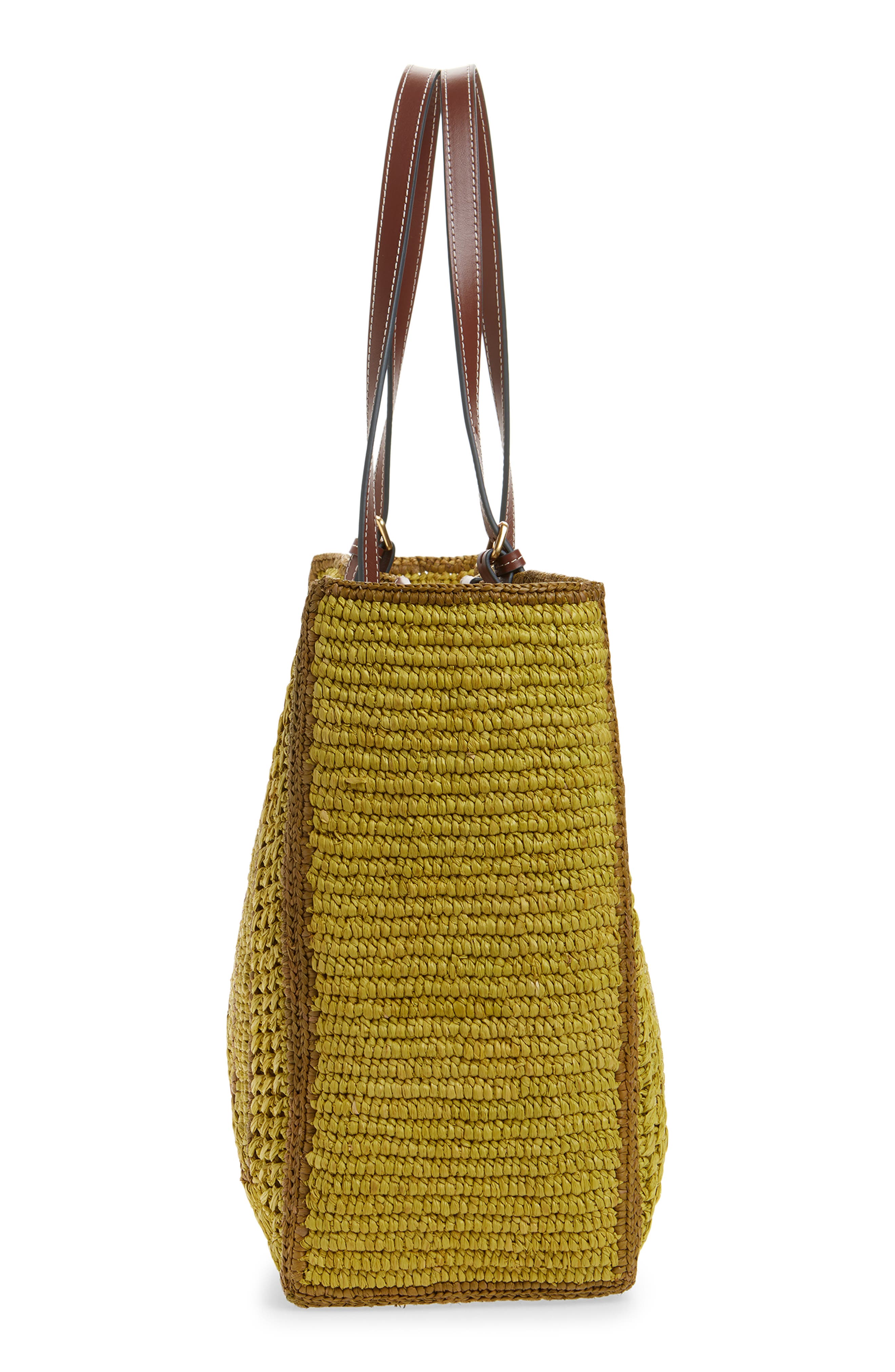 Anya Hindmarch East West Bow Raffia Tote, Alternate, color, Caper