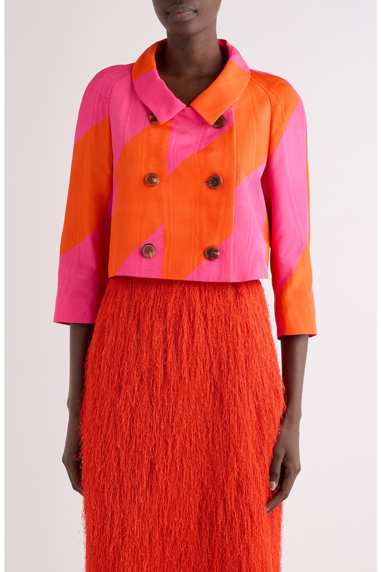 Vipa Broken Stripe Crop Moiré Jacket, Main, color, FUCHSIA