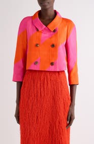 Dries Van Noten Vipa Broken Stripe Crop Moiré Jacket