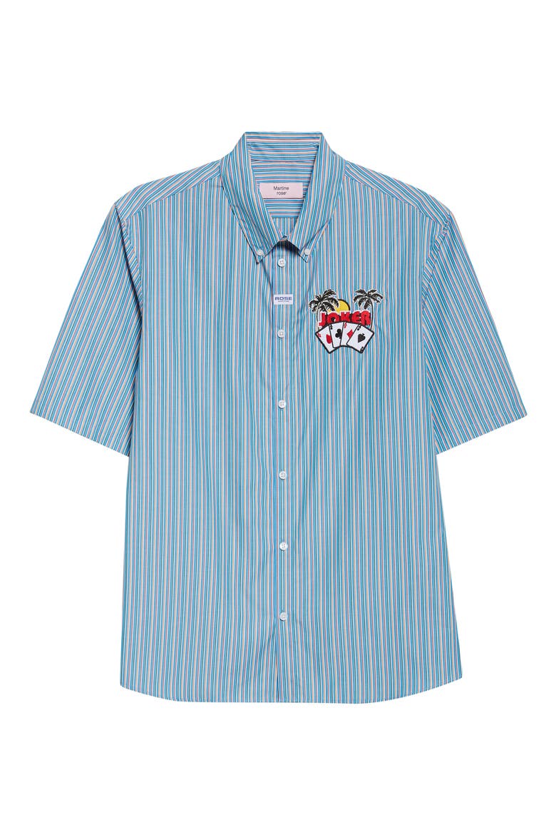 Casual Stripe Button-Down Shirt, Alternate, color, BLUORA