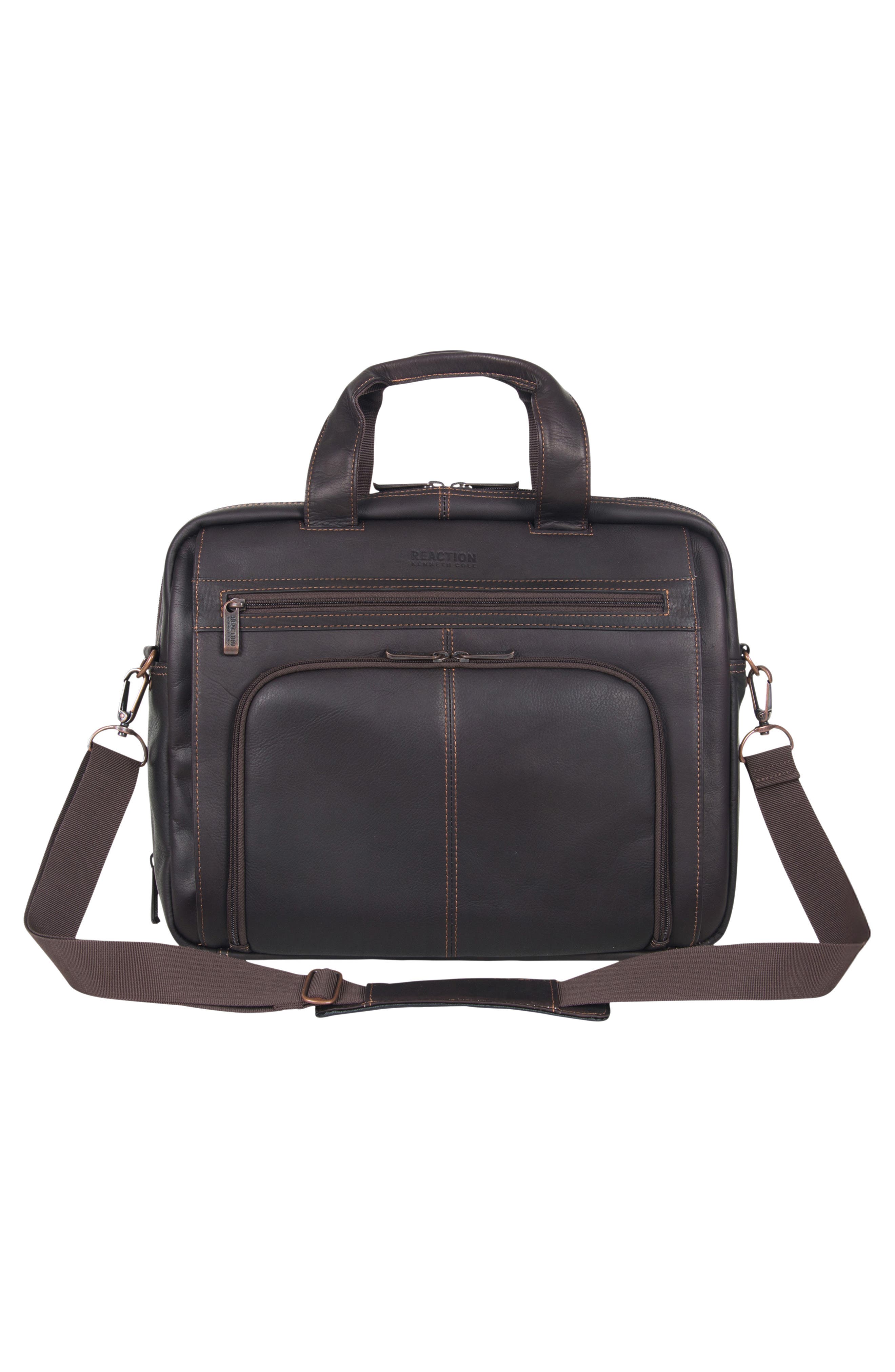 Leather Briefcase, Alternate, color, BROWN