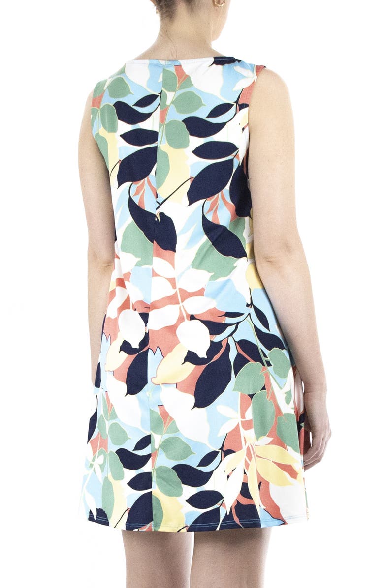 Nina Leonard Scoop Neck Sleeveless Dress, Alternate, color, Navy Carolina Palm Beach