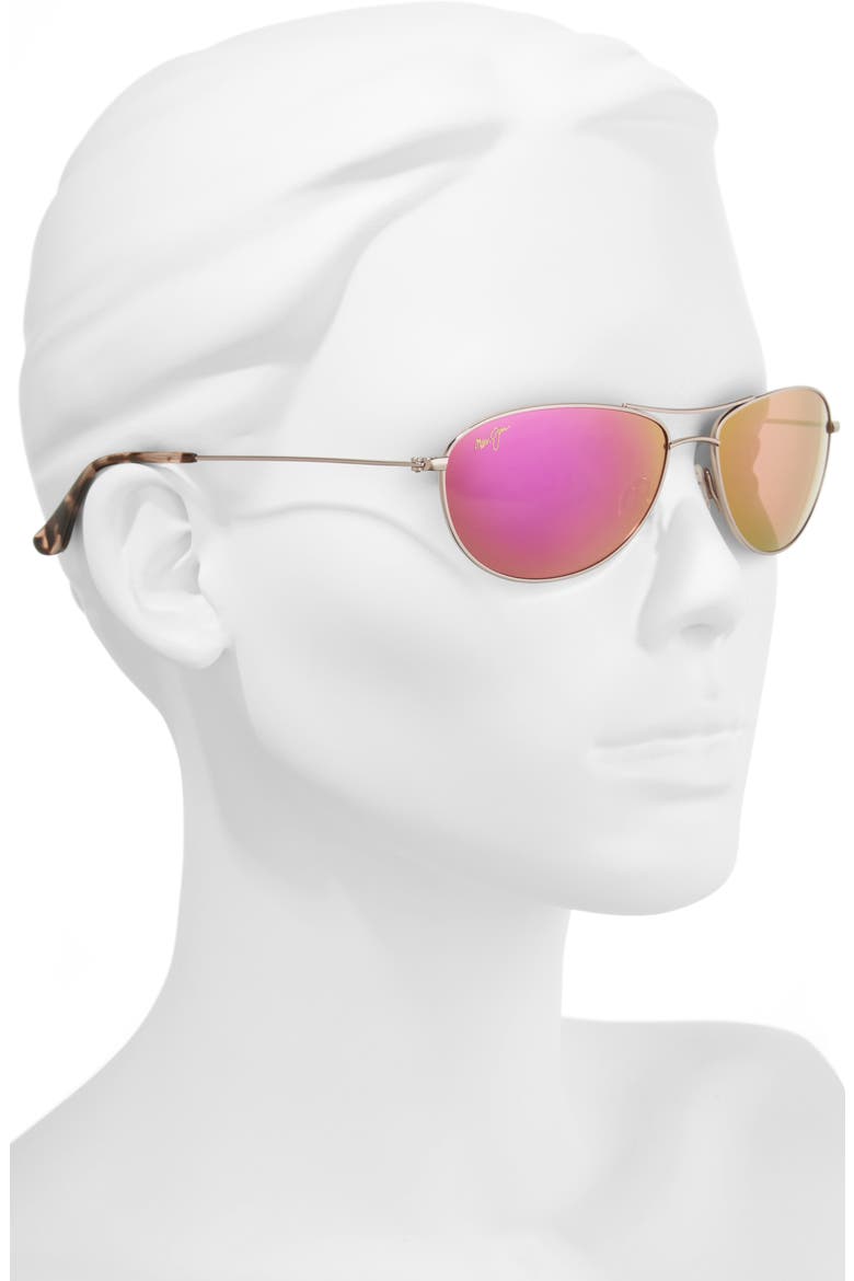 Baby Beach 56mm Mirrored PolarizedPlus2® Aviator Sunglasses, Alternate, color, ROSE GOLD/ MAUI SUNRISE