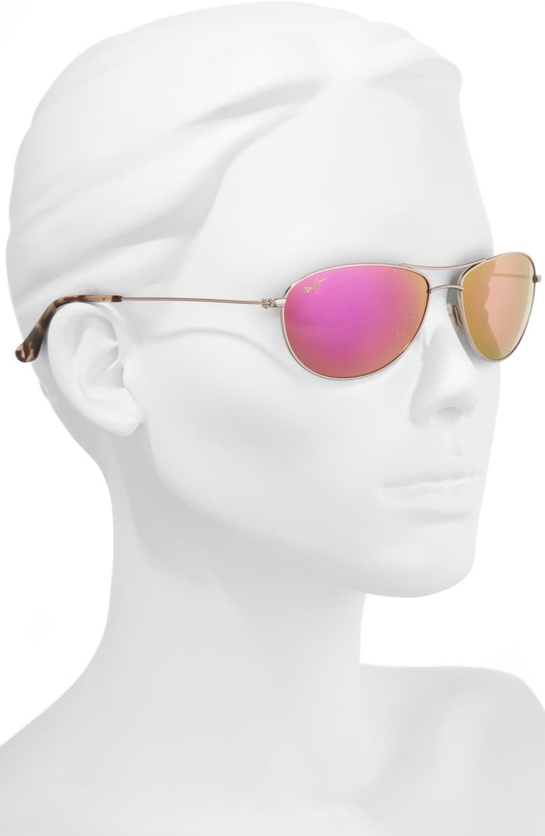 Maui Jim Baby Beach 56mm Mirrored PolarizedPlus2<sup>®</sup> Aviator Sunglasses, Alternate, color, Rose Gold/ Maui Sunrise