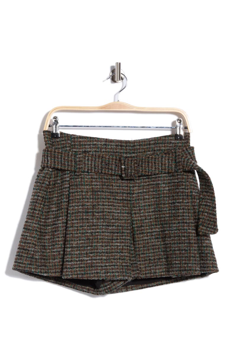 Como Belted Check Skort, Main, color, COGNAC/ FOREST