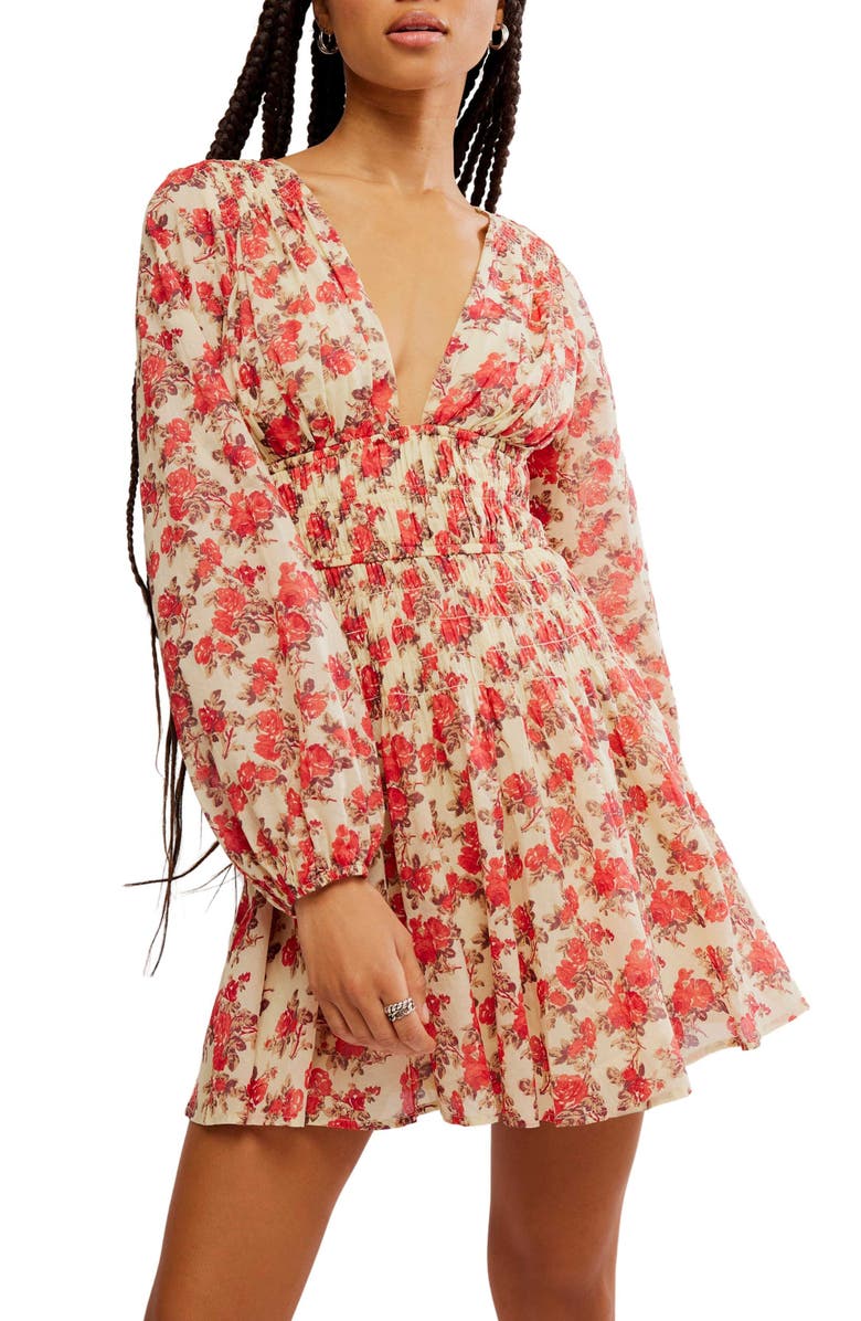 Free People Keep You Long Sleeve Cotton Minidress, Alternate, color, 