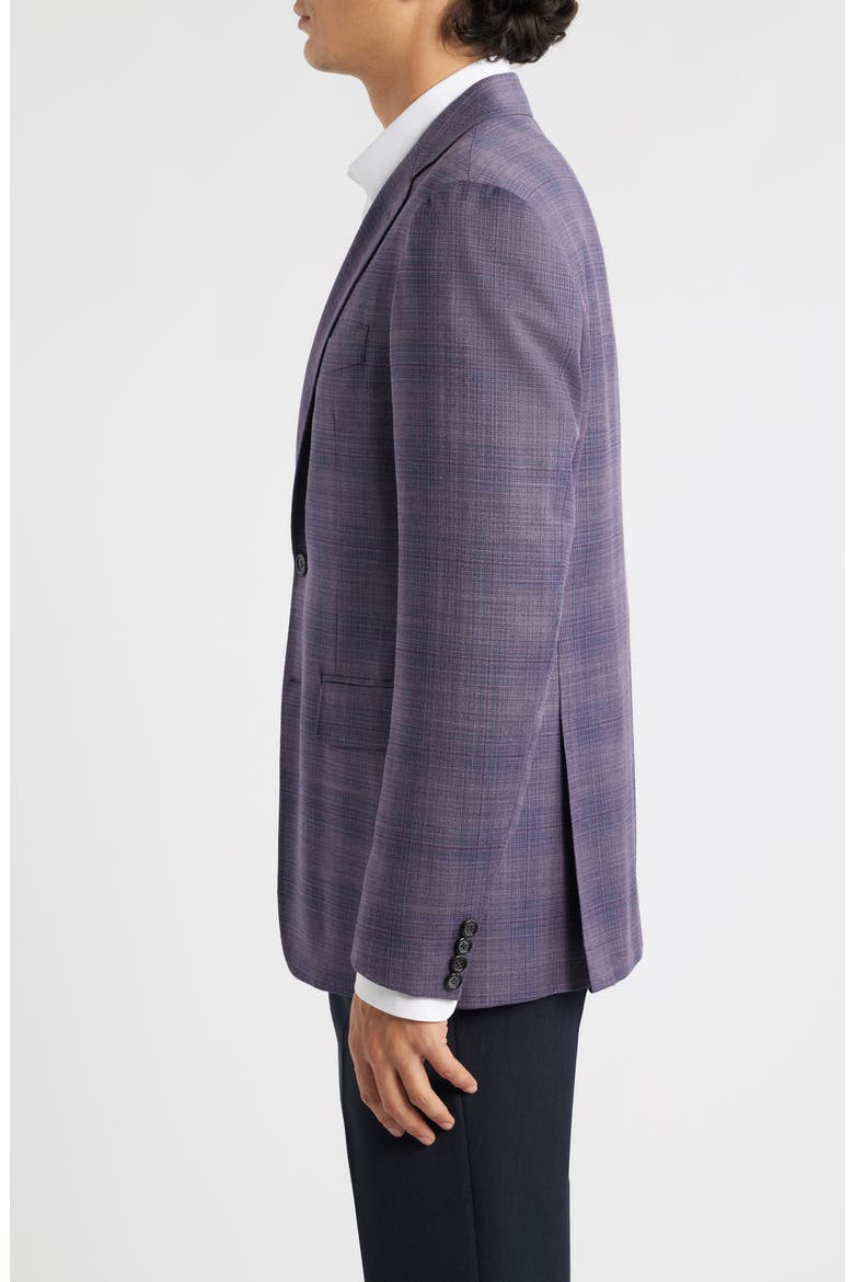 Kei Trim Fit Purple Mélange Shadow Plaid Wool Sport Coat, Alternate, color, PURPLE