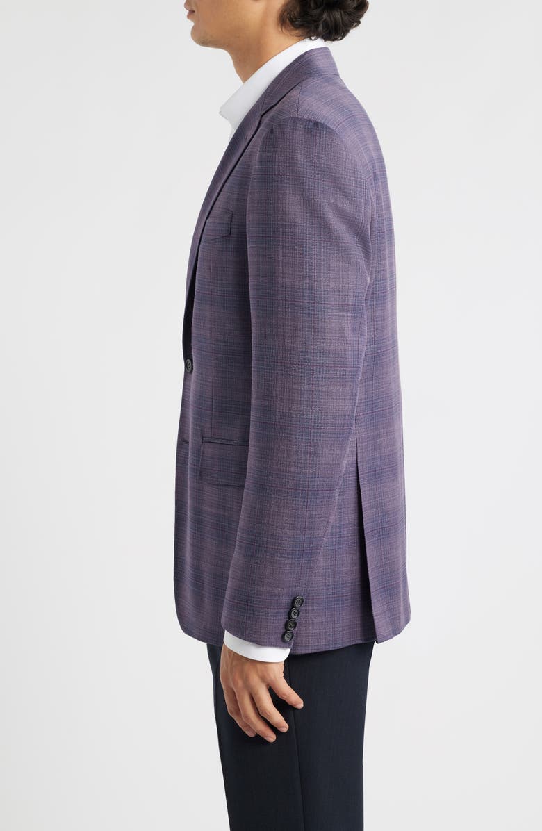 Canali Kei Trim Fit Purple Mélange Shadow Plaid Wool Sport Coat, Alternate, color, Purple