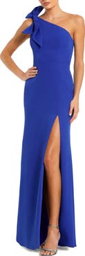 Mac Duggal Women's Crepe One Shoulder Fitted Gown With Bow
