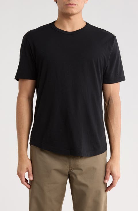 Pima Cotton Slub Curved Hem T-Shirt