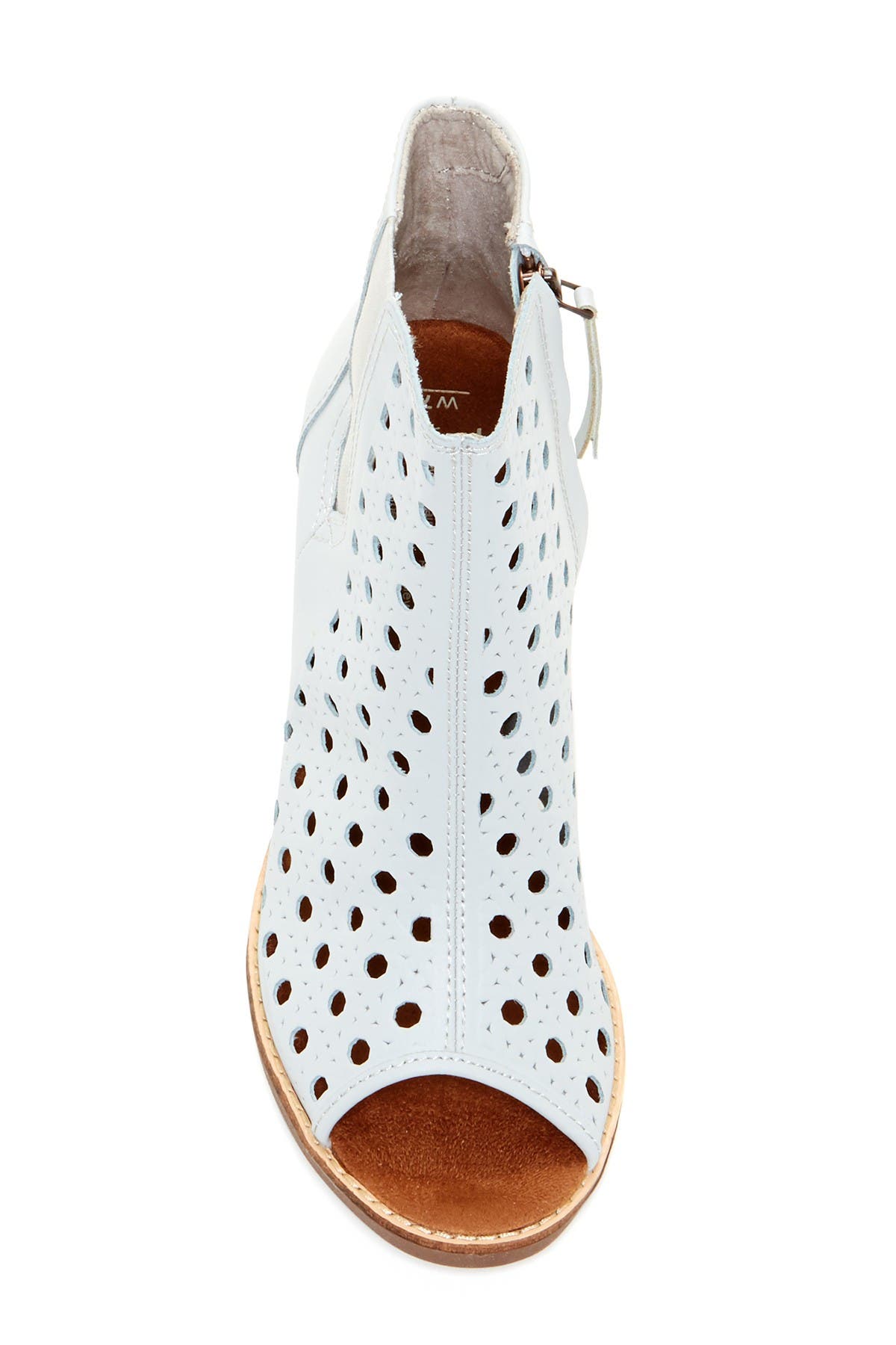 TOMS 'Majorca' Basket Weave Leather Peep Toe Bootie, Alternate, color, 