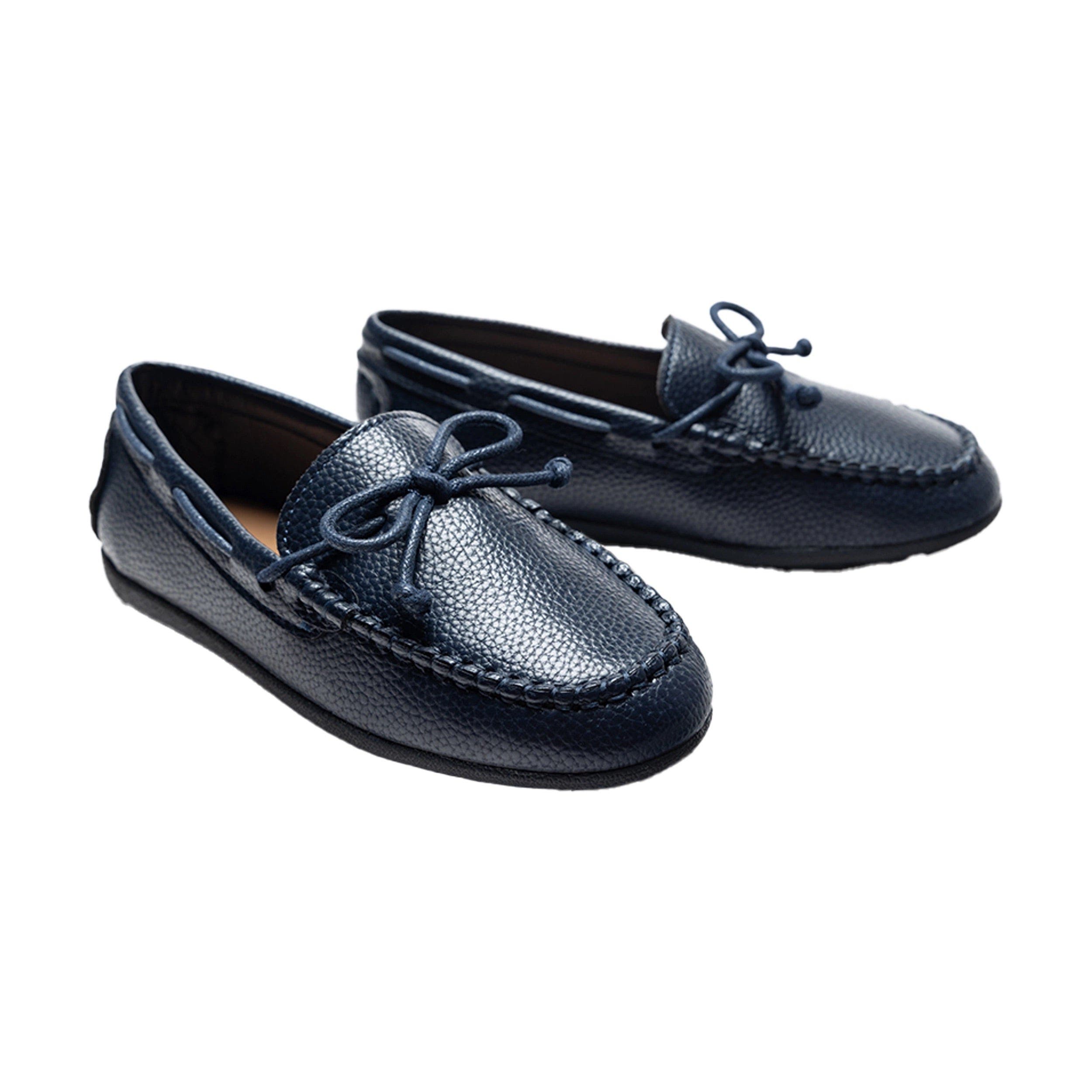 Leather Moccasin Loafers, Alternate, color, Navy