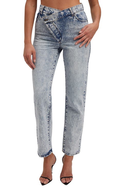 Remi Crossover Waist Straight Leg Jeans (Acid)